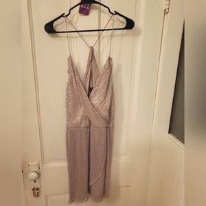 Express Shimmering Silver Mini Dress